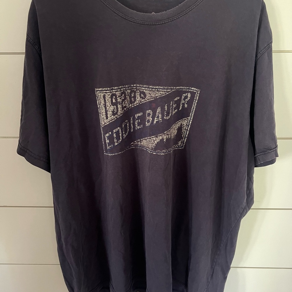 Eddie Bauer Men's Faded Distressed Black T-Shirt XXL